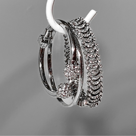 Silver bracelet set Hinge, elastic and bangle - Picture 1 of 13